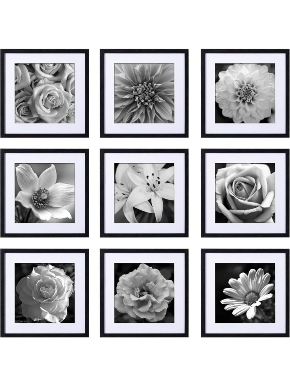 Set of 9 Black 20x20 Picture Frames with Acrylic Cover - Stylish Home Decor